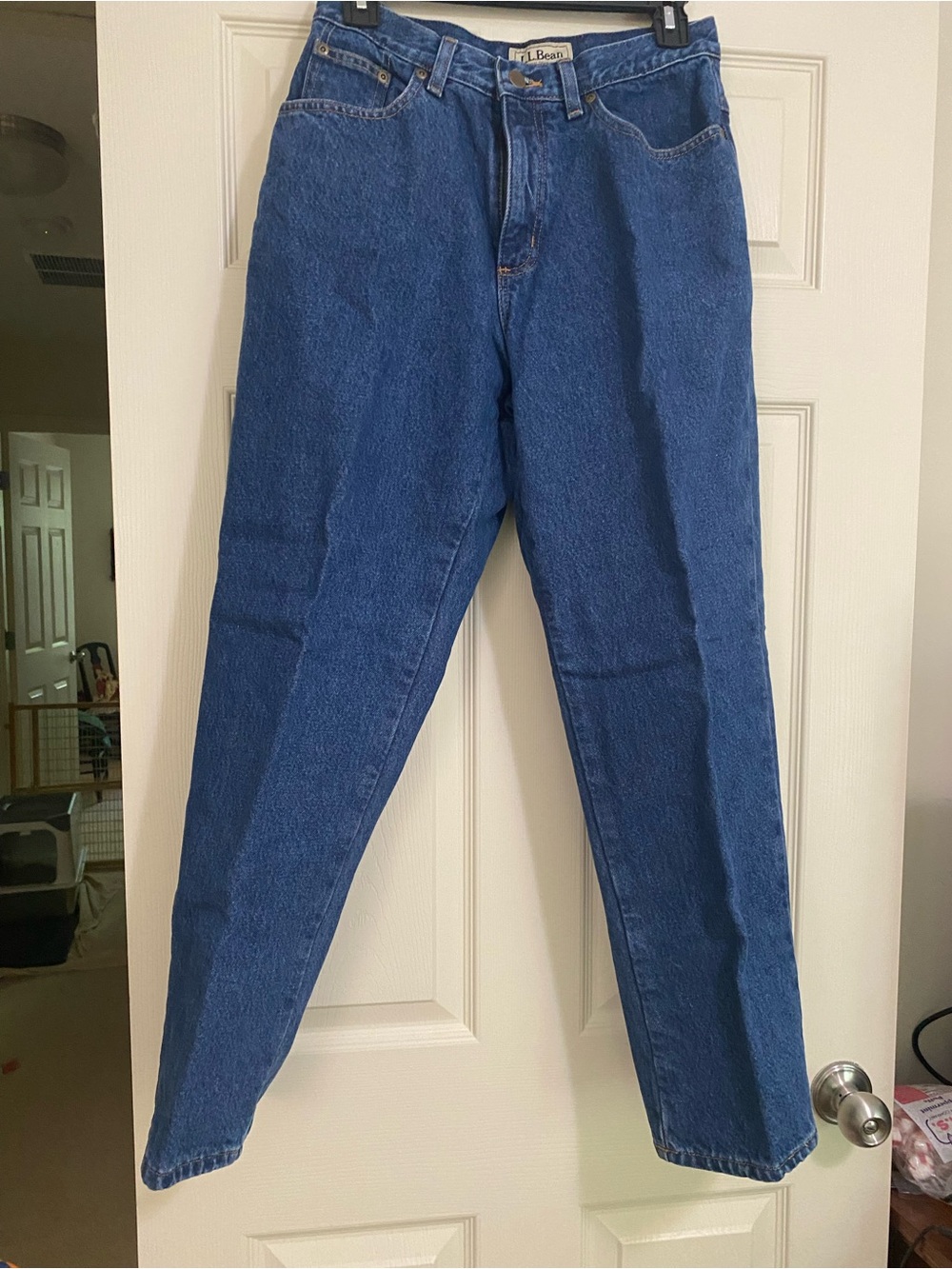 L.L. Bean Classic High-Rise Straight Jeans in Dark Blue